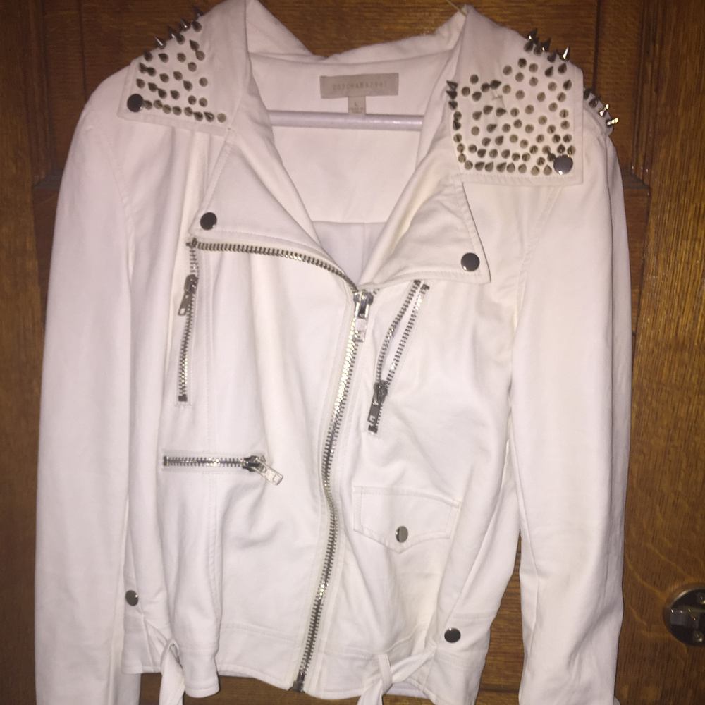 Custom White Studded Motorcycle Jacket